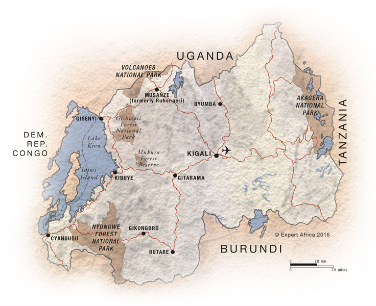The Map Of The 4 Rwanda National Parks
